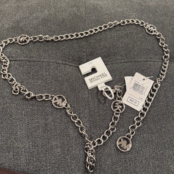 NWT Michael Kors Silvertone Metal Belt Chain L/XL - Picture 1 of 9